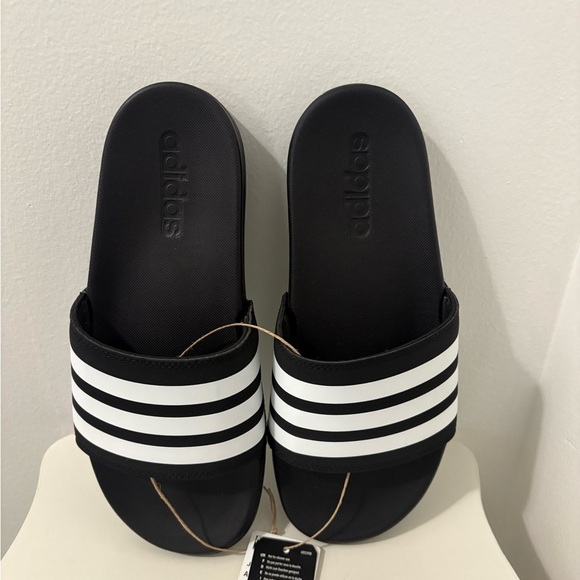 Adidas Women's Black and White Slide Sandals - Picture 2 of 6